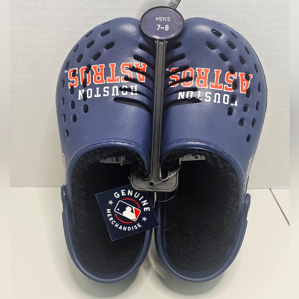 Mens Size 7-8 MLB Houston Astros Sherpa Lined Clogs